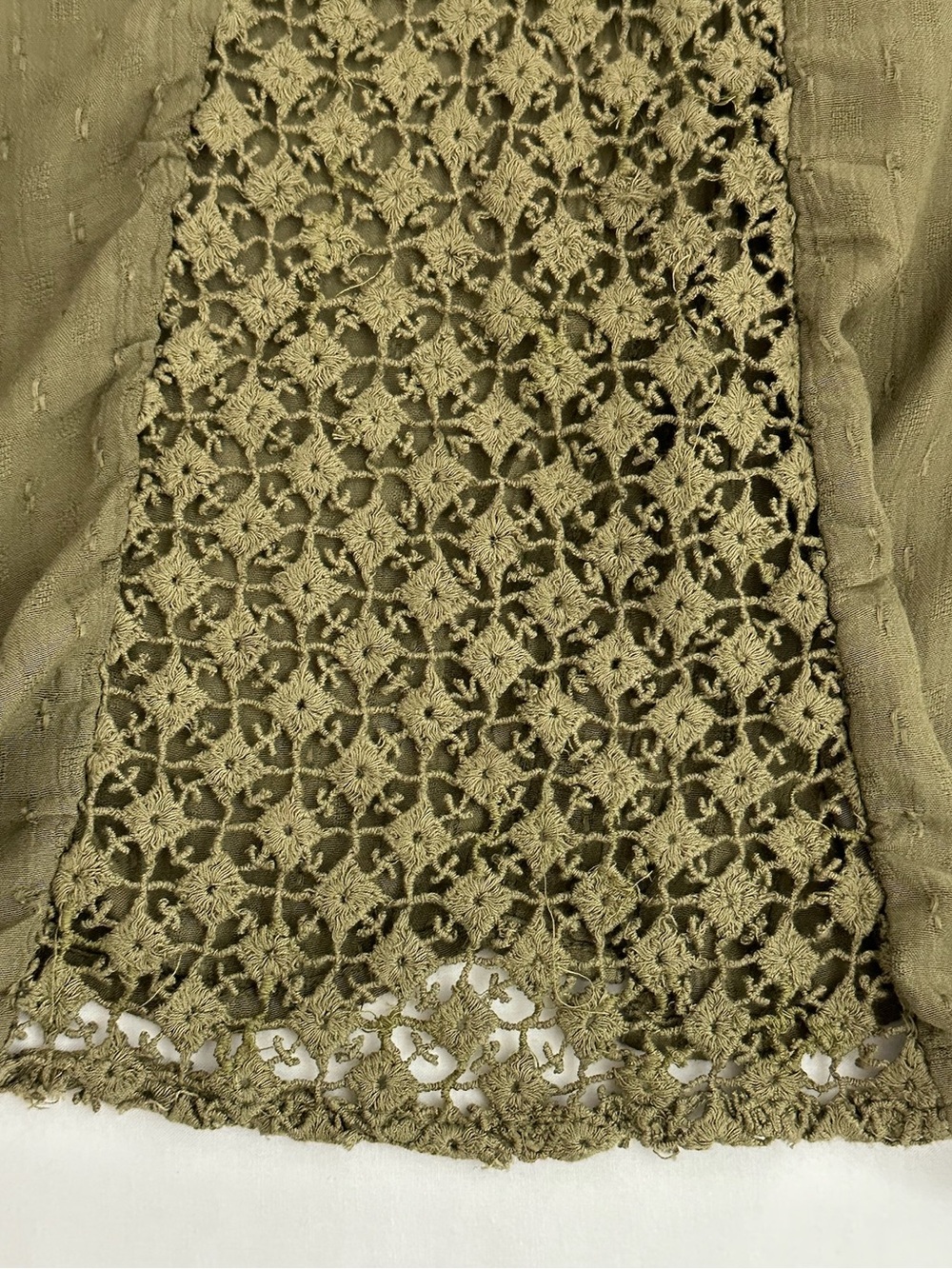 Free People The Best Olive Crochet Lace Button Down Boho Festival Blouse Medium - Picture 7 of 10